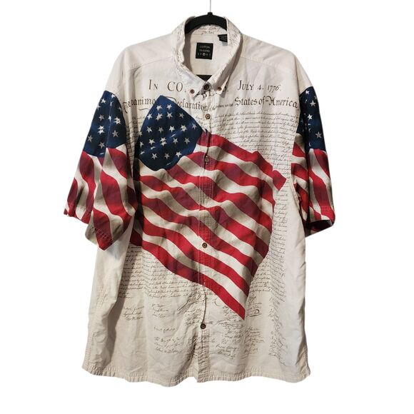 Cotton Traders Sport Polo Patriotic American Flag USA Mens Size XXL Signatures - Picture 1 of 10